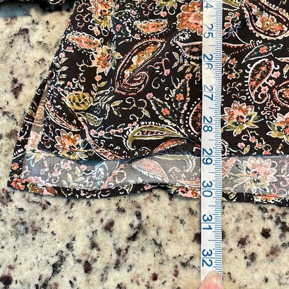 J. Jill Tunic Womens Black Multi Floral Paisley Button Up Long Sleeve Blouse Sma - Picture 8 of 8